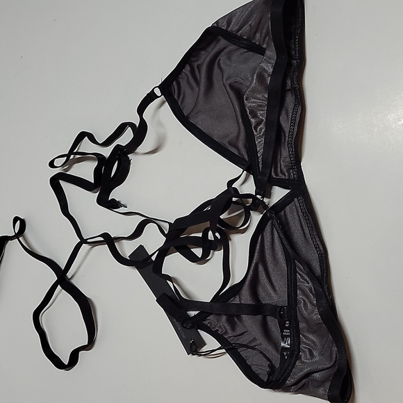 House of Widow Slinky Spandex Triangle bra Gray Women's Extra Large XL NWT - Picture 6 of 11